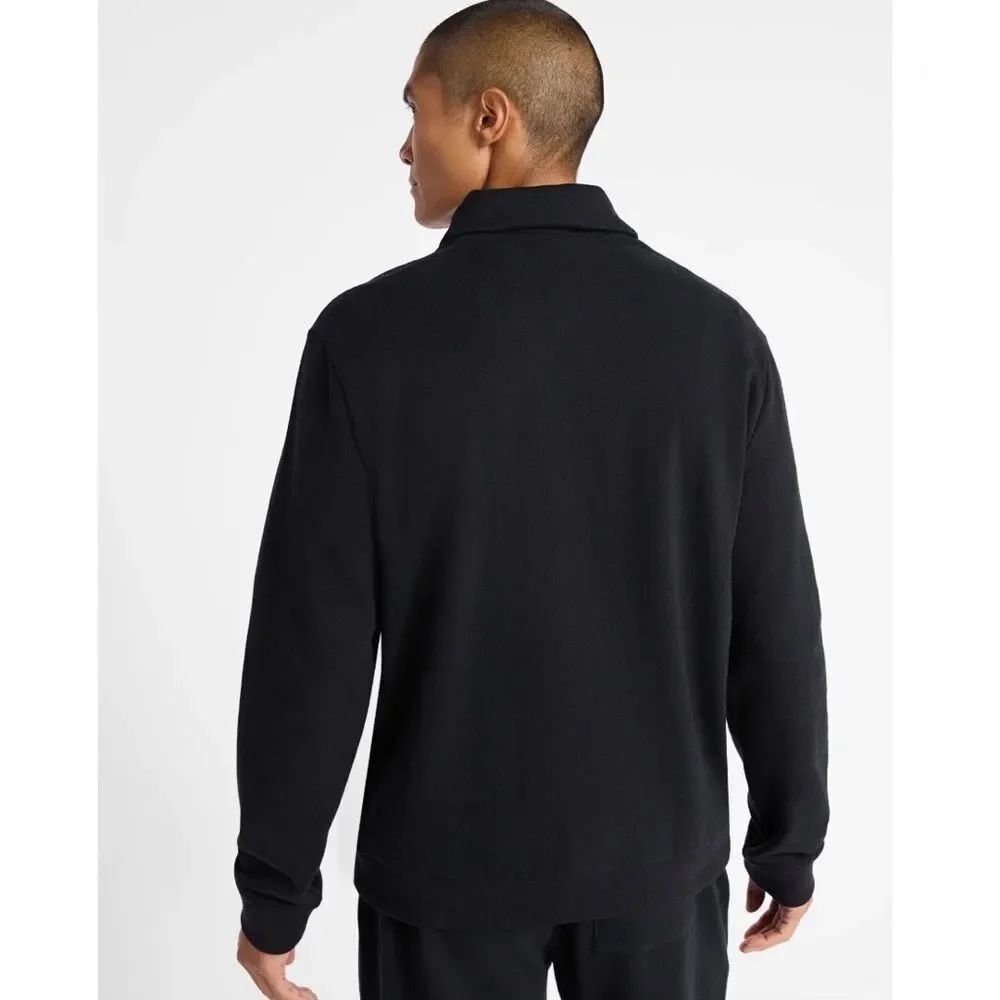 Men's Shawl Collar Black Fleece Sweatshirt Size M - Picture 7 of 8